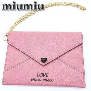 Miu Miu Pink wallet with Gold Chain